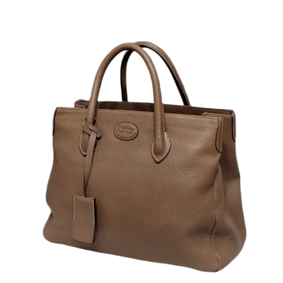 Suarez New York Three Compartment Leather Shoulder Tote Gently Loved - Picture 3 of 9